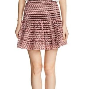 Maje Jezabel Sheer Stripe Floral Print Skirt